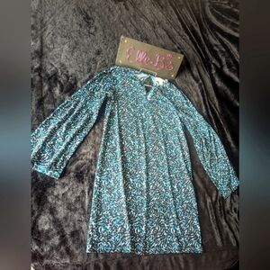 EUC Michael Kors Blue/Black Long Flared Sleeve Dress XS